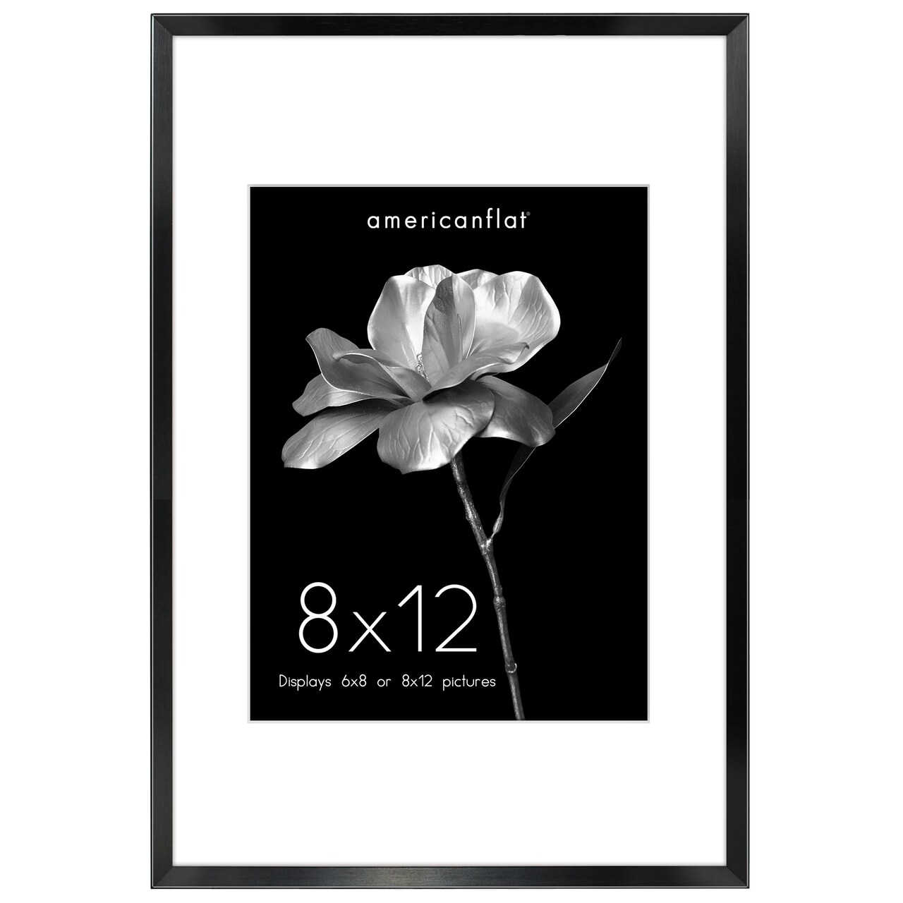 Americanflat Aluminum Picture Frame with Mat - Metal Photo Frame - Black Metal Molding Frame - Shatter Resistant Glass - Hanging Hardware
